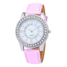 Women Leather Band Analog Quartz Round Wrist Watch