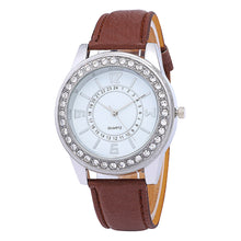 Women Leather Band Analog Quartz Round Wrist Watch
