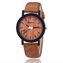 MEIBO Modeling Wooden Quartz Mens Watch Casual Wooden Color Leather Watch