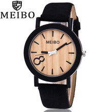 MEIBO Modeling Wooden Quartz Mens Watch Casual Wooden Color Leather Watch