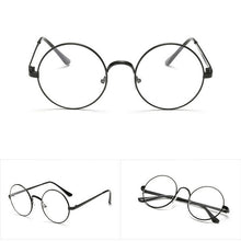 Vintage Unisex Retro Style Round Metal Frame Clear Lens Glasses