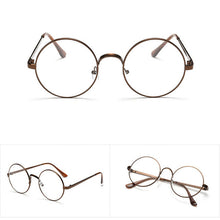 Vintage Unisex Retro Style Round Metal Frame Clear Lens Glasses