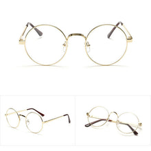 Vintage Unisex Retro Style Round Metal Frame Clear Lens Glasses