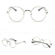 Vintage Unisex Retro Style Round Metal Frame Clear Lens Glasses