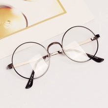 Unisex Round Metal Frame Clear Lens Glasses
